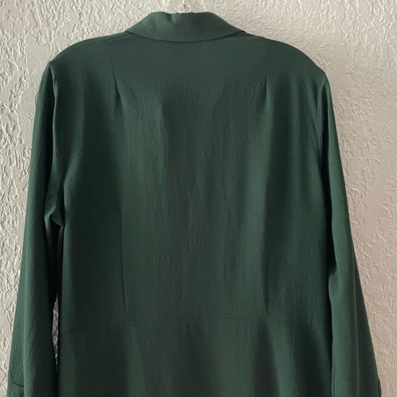 Akris Midi Dress Shirtdress Wool Emerald Green Asymmetrical Classic Minimal 10 - Picture 10 of 12